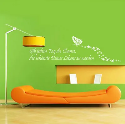 Produktbild von Wandtattoo - Wandaufkleber - Wandtattoo "Gib jedem Tag die Chance..." - 170cm x 50cm Weiß - Dekoration Küche Wohnzimmer Wand