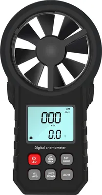 Image de Anémomètre portatif Mesureur de vitesse du vent CFM Mesureur de vent avec rétroéclairage LCD pour la collecte de données météorologiques à l'extérieur Voile Surf Pêche