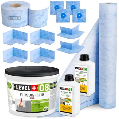 Produktbild von Dichtset Flüssigfolie 12kg Dichtband Dichtbahn 2m Bad 10m2 Abdichtung SET59