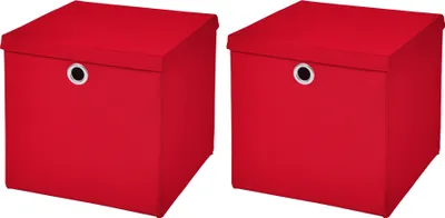 Produktbild von 2 Stück Rot Faltbox 32 x 32 x 32 cm Aufbewahrungsbox faltbar mit Deckel
