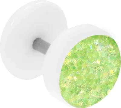 Produktbild von Fake Plug Ohrstecker weiß Glitterline Farbe - Grün
