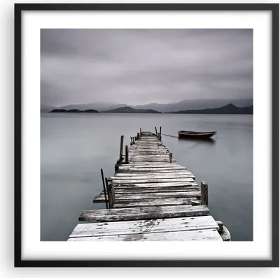 Produktbild von Gerahmtes Poster - Schwarzer Rahmen - Brücke See - 50x50 cm - Wand Bild - Wanddeko - Wandbilder - Kunstposter - Wandposter - Bilderrahmen - Bilder - Kunstdruck - Wandbild - P2BAC50x50-3547