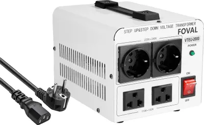 Zdjęcie produktu dla Transformator napięcia, wysoka moc, uniwersalna kompatybilność z gniazdkami, 2000 W