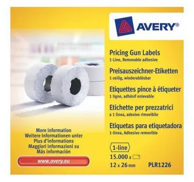 Obrázek produktu pro Avery PLR1226 samolepicí cenový štítek bílý 15000 ks