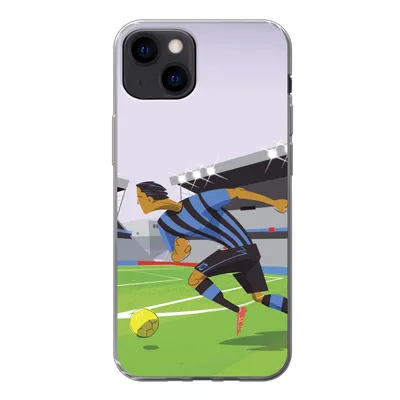 Produktbild von MuchoWow® Handyhülle Schutzhülle Hülle für iPhone 13 Eine Illustration von Spielern, die in einem Stadion Fußball spielen - Junge - Mädchen - Kinder Silikon Softcase Handy Hülle - Karteninhaber
