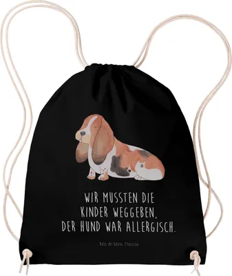 Produktbild von Mr. & Mrs. Panda Jutebeutel Hund Basset Hound - Schwarz - Geschenk, rucksack stoff, Lustig, Baumwollbeutel, Sprüche, Stoffbeutel, Beutel, wander, Süß