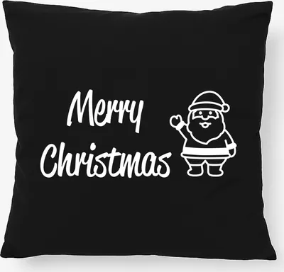 Produktbild von Huuraa Kissen Merry Christmas Weihnachtsmann 40x40cm mit Füllung Black Baumwolle Dekokissen Geschenkidee