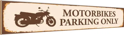 Obrázek produktu pro vianmo Drevený nápis 46x10 cm Motorbikes Parking Only