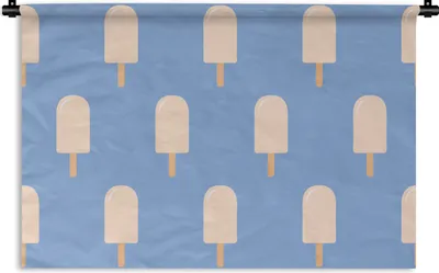 Produktbild von MuchoWow® Wandteppich Wandbehang Eiscreme - Muster - Blau 150x100 cm Tapisserie Dekoration Wandtuch - Waschbar - Tapisserien - Wand-Decke