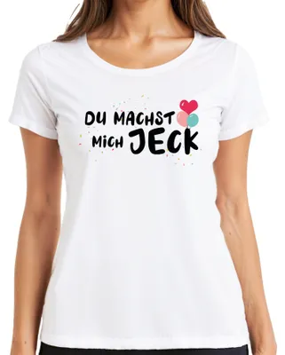 Productafbeelding van "JECK Karneval Keulen" - Confetti, ballonnen, grappig, "Helau", dames T-shirt, wit, maat XL