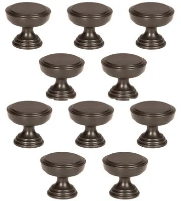 Image de Lot de 10 boutons de meuble Royal Ø 25 mm, en aluminium, finition or rose mat/cuivre, ronds, vis de montage incluses – Poignées de meuble glamour pour armoires et tiroirs