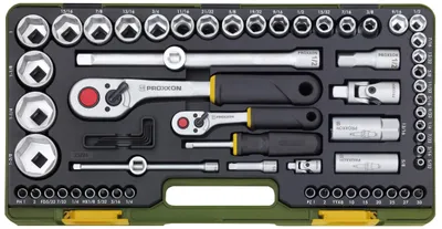 Image de Proxxon Industrial Super-set Bit set Imperial 1/4 (6.3 mm), 1/2 (12.5 mm) 65-piece 23294