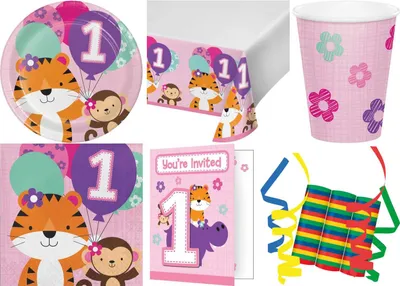 Produktbild von 44-tlg. Set Kindergeburtstag Party Deko Fete Feier Motto 1. Geburtstag Mädchen