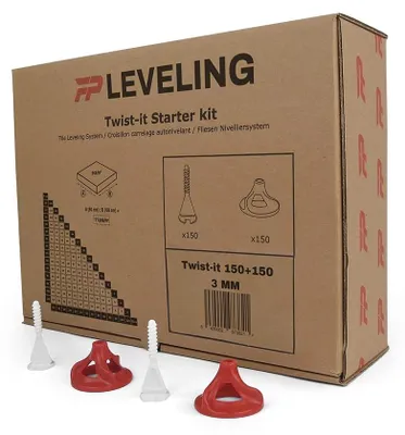 Produktbild von Fliesennivelliersystem Nivellierclips Fliesenkeile - 3 mm - 150 Clips - 150 Twister - Starter-Set