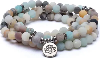 Produktbild von Mala Amazon Stone Elastic mit Lotus – 0,8 cm