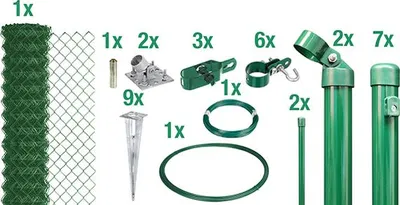 Produktbild von Alberts® Set Maschendrahtzaun,mitBodenhülse,grün,Zaunhöhe:2000mm,Zaunlänge:25m 633790