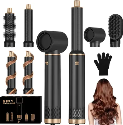 Produktbild von 5 in 1 Hairstyler & & Föhn Set mit Rundbürstenföhn,Warmluftbürste,Lockenföhn, Stylingbürsten, Heißluftbürste Airbrush Haarstyler Geschenke für Frauen