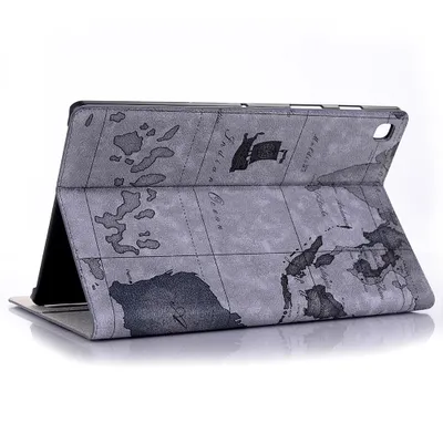 Produktbild von Schutzhülle für Samsung Galaxy Tab A7 10.4" T500 T505 T507 Smart Cover Etui Tasche Schutz Weltkarte - GRAU