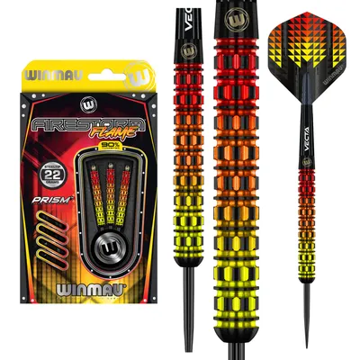 Imagen del producto de Winmau Darts Firestorm Flame, dardos de acero con punta de tungsteno, 22 gramos, profesionales