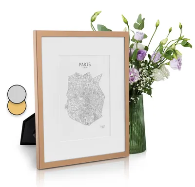 Zdjęcie produktu dla Casa Chic Ramka na zdjęcia z passe-partout, 27x22cm ramka na dyplom i kolaż, Ramka szklana, Stojąca/do montażu ściennego, Użycie pionowe/poziome, Ramka metalowa
