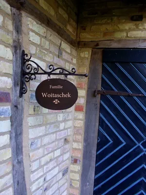 Produktbild von Hausschild oval, Nostalgie Schild Hausnummer+Namen, Ausleger, Ladenschild 30x19