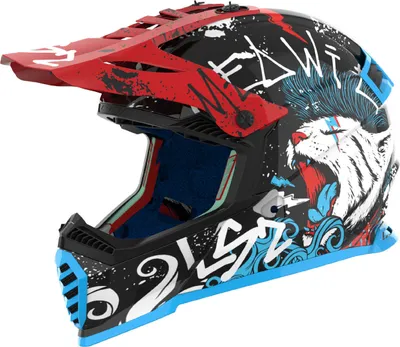 Zdjęcie produktu dla Kask motocrossowy dla dzieci LS2 MX437 Fast Evo II Mini Starmaw, czarny/czerwony/niebieski, Y/L (51/52)