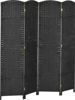 Obrázek produktu pro Rozdělovač místností - 4dílný skládací paraván - 160 x 170 cm - Volně stojící - Paraván - Černý