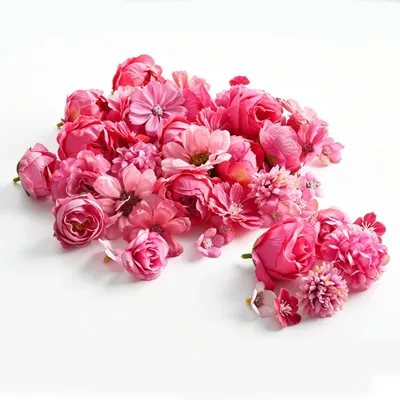 Imagen del producto de Juego de flores artificiales, 50 piezas, color rosa, de 2 a 5 cm, para decoración