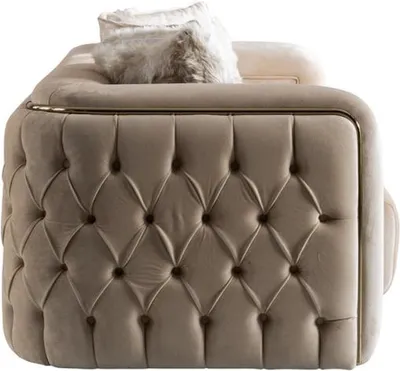 Produktbild von Sofa 3 Sitz Beige Möbel Wohnzimmer Chesterfield Polster Stoff Luxus Neu