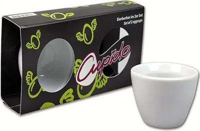 Image de Take 2 | Cupido Coquetier Set | Porcelaine, 2 pièces | Blanc | Dimensions : 6 x 13 x 3.7 cm | présentation élégante et stylée pour votre œuf au petit déjeuner