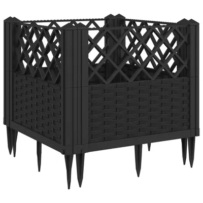 Obrázok produktu pre vidaXL Debnička na sadenice so zemnými hrotmi čierna 43,5x43,5x43,5 cm PP