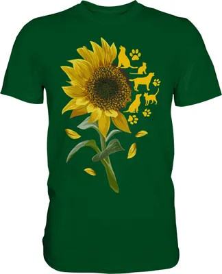 Produktbild von Katzen Hunde Sonnenblumen Shirt Gärtner Tiere Garten Motiv – Bottle Green / 3XL