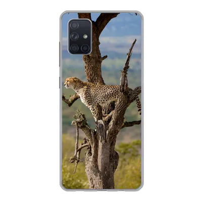 Produktbild von MuchoWow® Handyhülle Schutzhülle Hülle für Samsung Galaxy A71 Leopard - Baum - Tier Silikon Softcase Handy Hülle - Kartenbesitzer