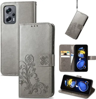 Produktbild von König Design Hülle kompatibel mit Xiaomi Redmi Note 11T 5G Kunstleder Handyhülle - Handy Case Grau