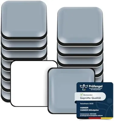 Produktbild von Möbelgleiter selbstklebend, 16 Stück PTFE Teflongleiter für schwere Möbel und Stühle, Eckige Möbelschieber mit 20x20mm für Teppich, Laminat, Parkett & Fliesen