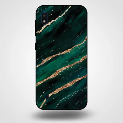 Productafbeelding van Smartphonica telefoonhoesje voor Samsung Galaxy A10 met marmerprint - TPU achterkant, marmerdesign - Groen, goud