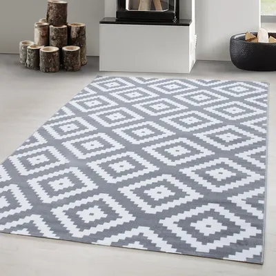 Produktbild von Carpetsale24 Modern Designer Teppich Wohnzimmer Trendmuster, Kurzflor Teppich Rechteckig Weich und Pflegeleicht, Grösse: 200x290 cm