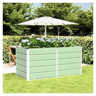 Produktbild von Blumenkästen, grün, 160 x 80 x 75 cm, Stahl, Hochbeet, Pflanzkübel für Blumen und Sukkulenten, Terrasse, Balkon