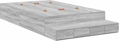 Image de Cadre de lit avec rangement avec tiroir Gris Sonoma 120 cm