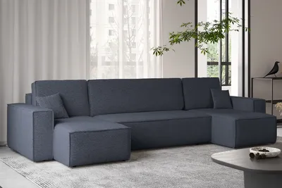 Produktbild von Kaiser Möbel Ecksofa mit schlaffunktion und bettkasten, Sofa U-form, Couch U-form BEST stoff Abriamo Dunkelblau