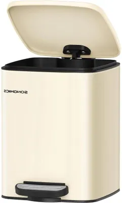 Image de Poubelle à pédale en acier, 6 l, fermeture en douceur, beige sable