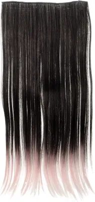 Produktbild von WIG ME UP Haarteil Extension breit 5 Clips glatt Samtschwarz-Hellrosa-Mix YZF-3179-1BT2333