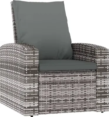 Produktbild von vidaXL Gartensessel Verstellbar mit Kissen Grau Poly Rattan