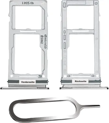 Produktbild von SAMSUNG GALAXY S10 / PLUS SIM KARTEN HALTER TRAY ADAPTER FACH STECKER SLOT + NADEL DUAL PRISM WEISS WEIß