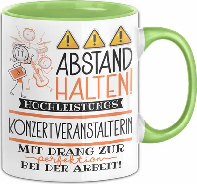Produktbild von Konzertveranstalterin Tasse Geschenk Lustig Abstand Halten Hochleistungs-Konzertveranstalterin Mit Drang Zur Perfektion Bei Der Arbeit (Grün)
