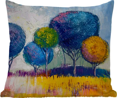 Produktbild von MuchoWow® Outdoor Kissen - Gemälde - Ölfarbe - Baum - Natur - 50x50 cm - Wetterfest - Lounge Kissen - Komfortabel - Kissen mit Bild