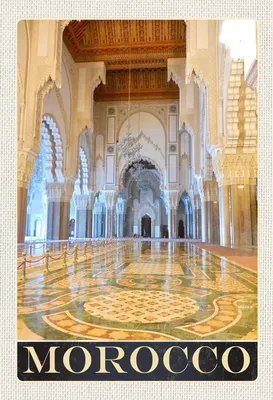 Produktbild von vianmo Holzschild 30x20 cm Marokko Afrika Medina Moschee Bildmotiv Reisemotiv Abenteuer Reisen