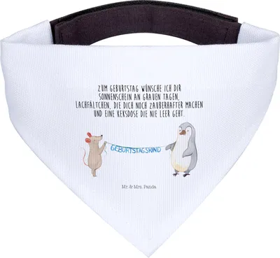 Produktbild von Mr. & Mrs. Panda Hunde-Halstuch Maus Pinguin Geburtstag - Weiß - Geschenk, Hunde Halstuch, Hundehalstuch, Hund, Happy Birthday, Für, Geburtstage
