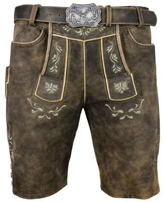 Produktbild von MADDOX Kurze Herren Lederhose "Amberg" mit Gürtel | Nappalan Humus Größe: 56