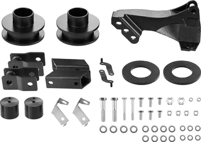 Zdjęcie produktu dla VEVOR przedni podnośnik poziomujący 63,5 mm dla modeli 2011-2023 Ford F250 F350 F450 Super Duty 4WD, zestaw ze wspornikiem konwersji drążka kierowniczego przekładki sprężyn śrubowych izolatory przedłużenia amortyzatora